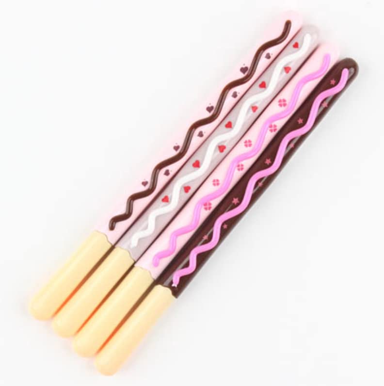 Bandal & Neoul Chocolate Covered Biscuit Sticks Gel Pens - 4 Designs 2 Each - 8 Novelty Pens in Total - Lovely Party Favor Birthday Item - For Kids Teens Office Gifts