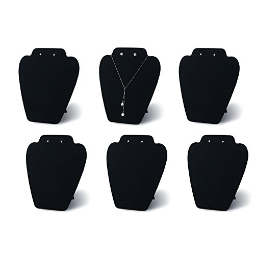 7TH VELVET 6 Pieces Black Velvet Necklace Display, Jewelry Display for Selling and Shows, Necklace Easel Stand, Collapsible Jewelry Bust Stand, Reinforced Bracket (7 3/8' W x 8 2/8' H)