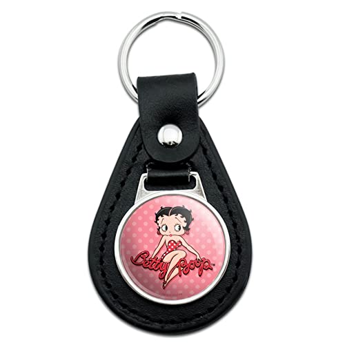 GRAPHICS & MORE Black Leather Betty Boop Pink Polka Dots Keychain