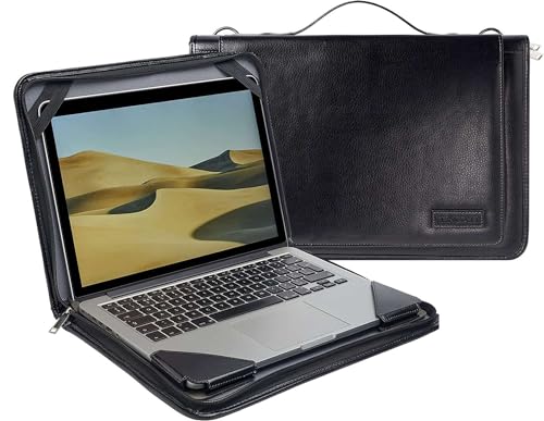 Broonel Black Leather Laptop Messenger Case - Compatible with Acer Chromebook Spin 714 Convertible | CP714-1WN 14'