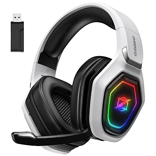 Ozeino 2.4GHz Wireless Gaming Headset for PC, PS5, PS4 - Lossless Audio USB & Type-C Gaming Headphones with Flip Microphone, 30-Hr Battery Gamer Headset for Switch, Laptop, Mobile, Mac
