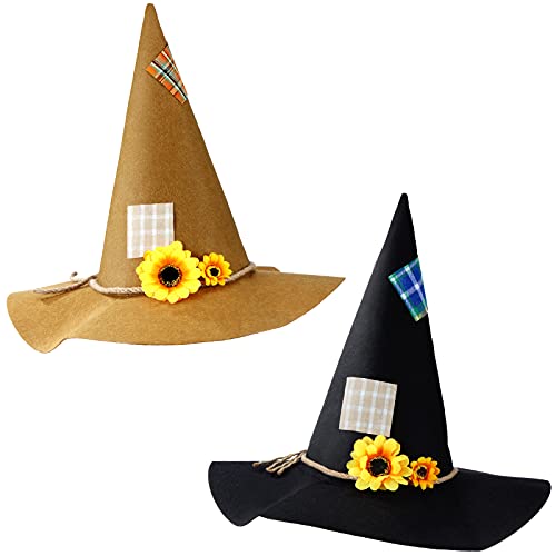 Zhanmai 2 Pieces Scarecrow Hat Felt Scarecrow Hat Scarecrow Costume Accessory for Halloween Costume Party Cosplay Party(Yellow, Black)