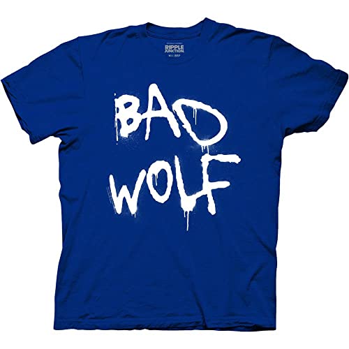 Ripple Junction Doctor WHO Bad Wolf Sprayed Text TV Series Adult T-Shirt Officially Licensed Medium Royal