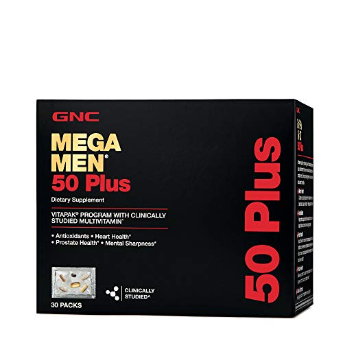 GNC Mega Men 50 Plus Vitapak | Antioxidants, Heart Health, Prostate Health, and Mental Sharpness | 30 Count