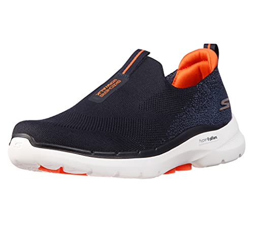 Skechers Men's Gowalk 6-Stretch Fit Slip-On Athletic Performance Walking Shoe, Navy/Orange, 10