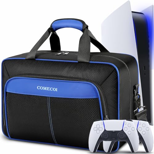 COMECOI Carrying Case for PS5, Travel Case for PS 5 Protective, Large Capacity Storage Bag Compatible with Playstation 5 Disk/ Digital Edition Console, Controllers, Game Cards, Accessories