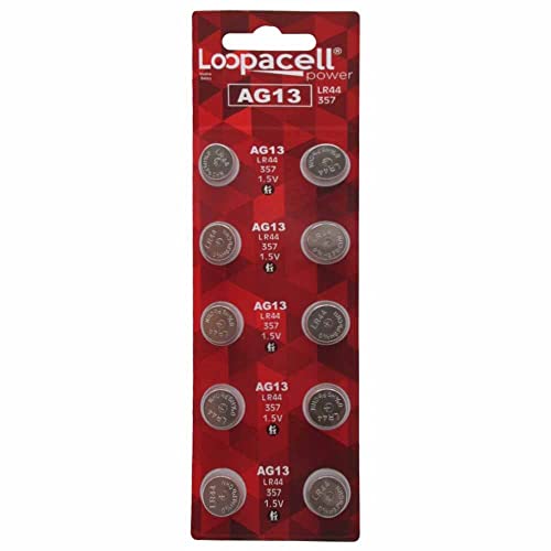 LOOPACELL AG13 LR44 L1154 357 76A A76 Button Cell Battery 10 Pack