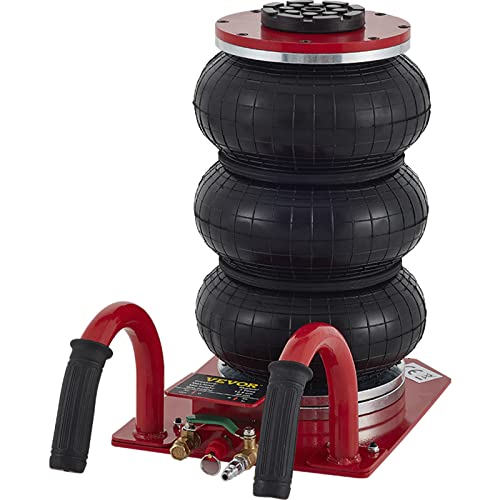 VEVOR Air Jack, 3 Ton/6600 lbs Triple Bag Air Jack, Air Bag Jack Lift Up to 15.75 Inch, 3-5S Fast Lifting Air Bag Jack for Cars with Short Handle (Red)