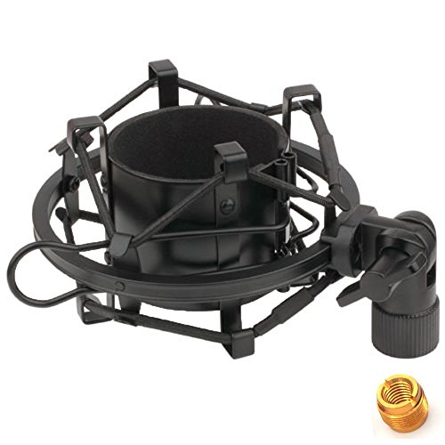 ZRAMO TH106 Black Spider Universal Microphone Shock Mount Holder Adapter Clamp Clip 48-51MM Large Diameter Studio Condenser Mic Anti-Vibration Mic Holder for AT2020 AT2500