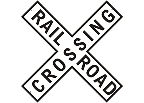 Rogue River Tactical Funny Metal Railroad Crossing XING Tin Sign, 12x12 Inch, Wall Décor