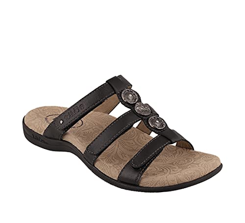 Taos Prize 4 Women's Walking Sandal - Stylish and Adjustable Three Strap Open Back Slide On Walking Sandal with Premium Arch Support and Cushioning for All Day Comfort Black 8 M US