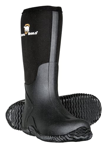 Neoprene Heavy Duty Rubber Boots for Men & Women - Protective Footwear, Durable Rain Boots Men - Insulated Waterproof Outdoor Boots for Men for Hunting, Mud, Fishing, Gardening & Farming (Black)