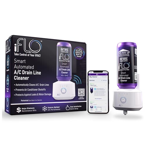 iFLO Smart Automated AC Drain Line Cleaning System, Includes 36oz Cleaner Cartridge