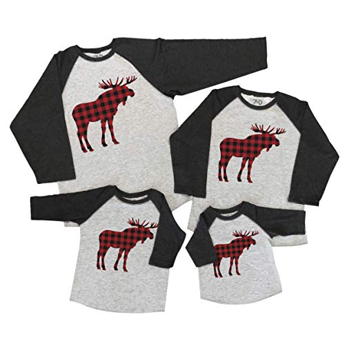 7 ate 9 Apparel Matching Family Christmas Shirts - Plaid Moose Grey Shirt 4T