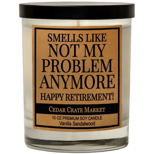 Retirement Gifts for Women Men 2024 | Funny Retirement Candle for Woman | Sandalwood Vanilla Candle Gifts for Boss Teacher Military, Humorous Gifts, Farewell Gifts for Manager, Coworker | Made in USA