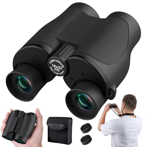 Aurosports 16x32 Compact Binoculars for Adults and Kids - High Powered Small Binoculars with Low Light Vision - Easy Focus Lightweight Binoculars for Bird Watching Hunting Travel Hiking