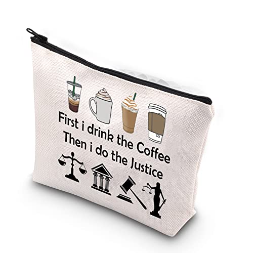 TSOTMO Lawyer Gift First I Drink The Coffee Then I Do The Justice Attorney Zipper Pouch Makeup Bag Law School Student Gift (do the Justice)