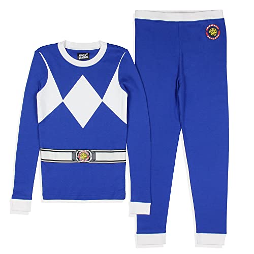 INTIMO Power Rangers Boys' Blue Ranger Classic Character Costume Sleep Pajama Set (6)