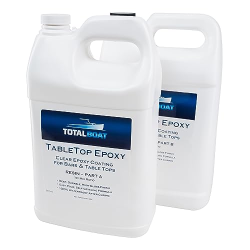 TotalBoat Table Top Epoxy Resin 2 Gallon Kit - Crystal Clear Coating and Casting Resin for Bar Tops, Table Tops, Wood, Concrete, Epoxy Art & Crafts