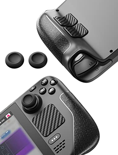 JSAUX Skin Stickers Set Compatible for Steam Deck/Steam Deck OLED, Steam Deck Anti-Slip Grip Stickers, Steam Deck Touchpad Protector, Steam Deck Thumb Grip Caps, Touch Front & Back Protector Set