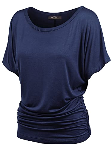 MBJ WT817 Womens Dolman Drape Top with Side Shirring XL Navy