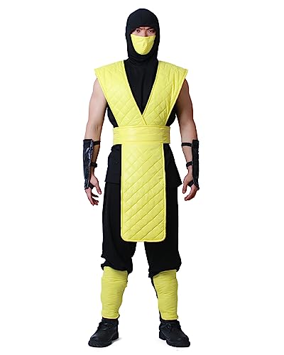 miccostumes Men's Ninja Yellow Fighter Halloween Cosplay Costume (men xl)