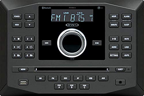 Jensen JWM62A AM|FM|DVD|CD|USB|AUX|App Ready Wallmount Stereo w/ App Control, 3-Speaker Zones / 8 Speaker Output 8X 6 Watt, Receives Bluetooth Audio (A2DP) & Controls (AVRCP) from Devices