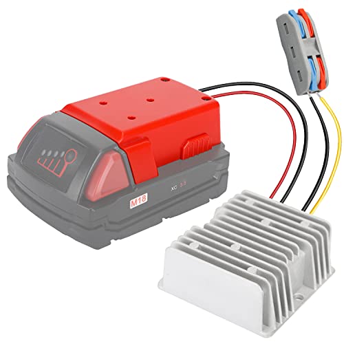 ToolValtz 18V to 12V Step Down Converter Aadpter Compatible with Milwaukee M18 Batteries, DC 12 Voltage Battery Power Adapter, 15A 180W Buck Converter Regulator