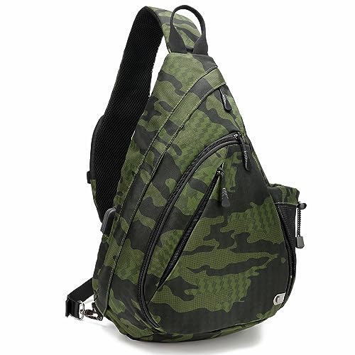 TurnWay 2023 Water-Proof Sling Backpack/Crossbody Bag/Shoulder Bag for Travel, Hiking, Cycling, Camping for Women & Men (Green Leaves)