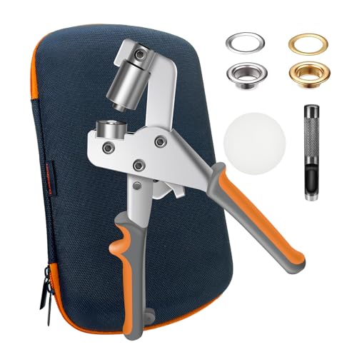 HAPDEN Heavy Duty Grommet Kit with Bag and 200 pcs 10mm Grommets, Complete Eyelet & Grommet Tool Kit for DIY Tarp Ring Repair and Installation