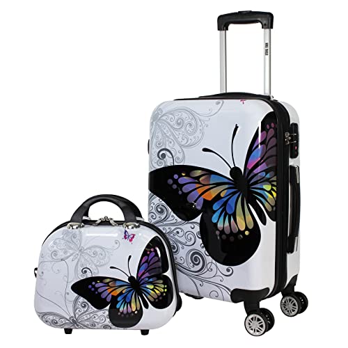 World Traveler Butterfly Luggage, 2-Piece Carry-On Set