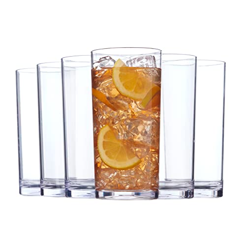 US Acrylic Classic Clear Plastic Reusable Drinking Glasses (Set of 6) 24oz Iced-Tea Cups | BPA-Free Tumblers, Made in USA | Top-Rack Dishwasher Safe