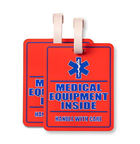 2 Pack - Medical Equipment Inside Tag - for Luggage or Bags Containing Medical Devices - 5x4 Inches Big and Bright Size - Easy to Spot