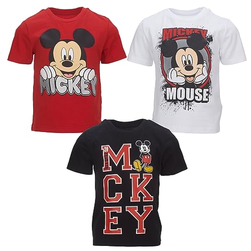 Disney Mickey Mouse Big Boys 3 Pack T-Shirts White/Red/Black 10-12