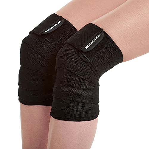 Bodyprox Knee Wrap 2 Pack for Squats, Weightlifting, Powerlifting, Leg Press, and Cross Training, Knee Support for Men and Women
