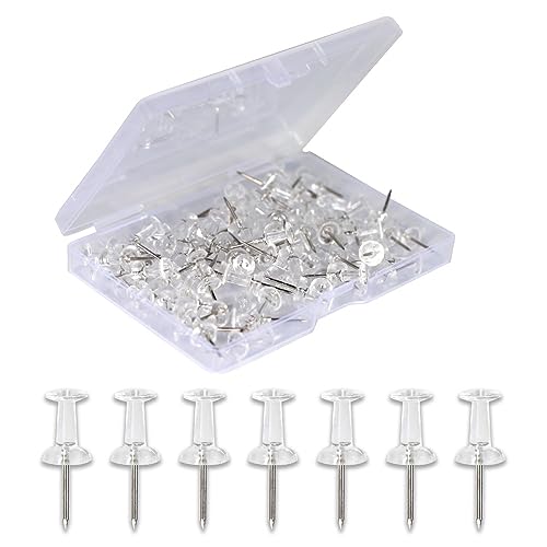 YEVEETTE 120-Pack Push Pins for Bulletin Board, Thumb Tacks with Clear Plastic Tip and Steel Tip, Portable and Durable Wall Tacks Suitable for Cork Board, Office and Daily Life