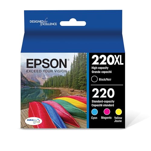 EPSON 220 DURABrite Ultra Ink High Capacity Black & Standard Color Cartridge Combo Pack Works with WorkForce WF-2630, WF-2650, WF-2660, WF-2750, WF-2760, Expression XP-320, XP-420, XP-424
