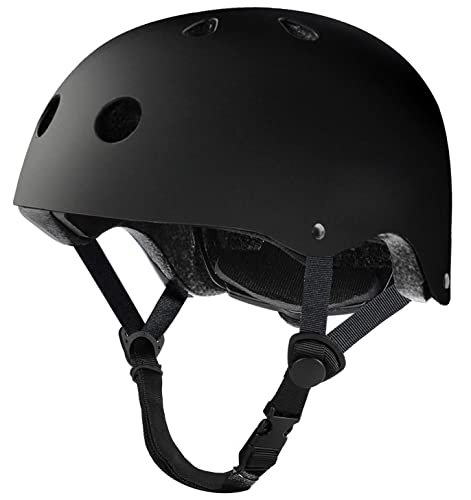Tourdarson Skateboard Helmet Impact Resistance Ventilation Multi-Sport for Youth & Adults (Black,Medium)