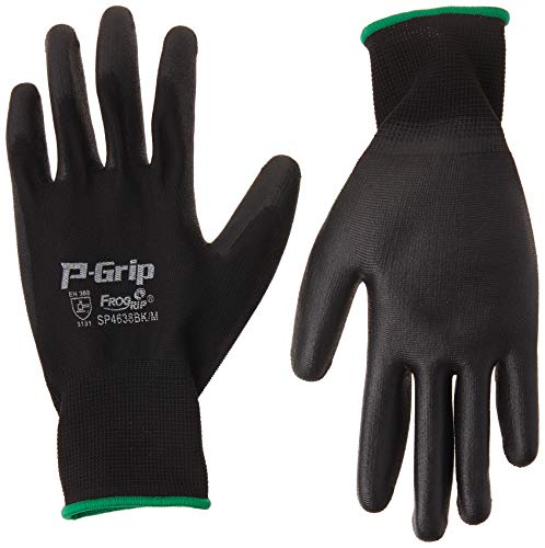 Liberty P-Grip Ultra-Thin Polyurethane Palm Coated Glove with 13-Gauge Nylon/Polyester Shell, Medium, Black (Pack of 12)