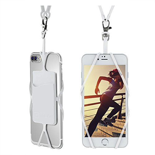 Gear Beast Cell Phone Lanyard - Universal Neck Phone Holder w/Card Pocket and Silicone Neck Strap - Compatible with Most Smartphones, Clear
