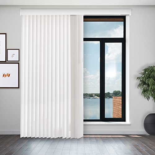 CHICOLOGY Vertical Blinds , Door Blinds & Shades , Blackout Window Shade , Vertical Blinds for Doors , Sliding Blinds Oxford White (Vinyl) 78'W X 84'H