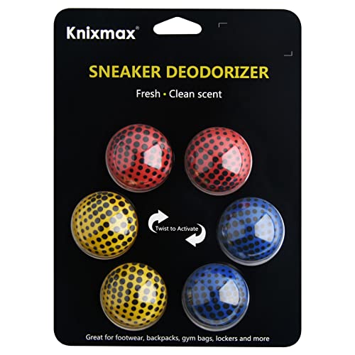 Knixmax Sneaker Deodorizer Balls, Shoe Odor Eaters Deodorant Ball for Gym Bag Locker Closet Car, Long Lasting Odor Eliminator Air Fresheners With Essential Oil Cologne Matrix 6 Packs