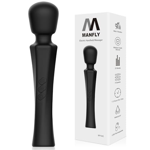 MANFLY Multifunctional Home Massager, Handheld Electric Powerful Rechargeable Waterproof Neck Massager (Black)