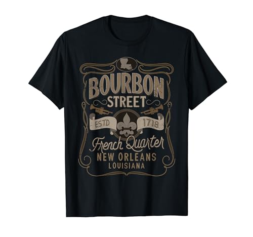 Bourbon Street French Quarter New Orleans Vintage Souvenir T-Shirt