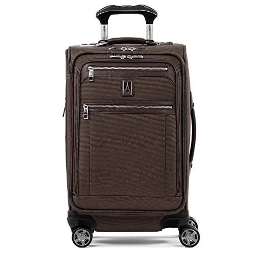 Travelpro Platinum Elite Softside Expandable Carry on Luggage, 8 Wheel Spinner Suitcase, USB Port, Suiter, Men and Women, Rich Espresso Brown, Carry On 21-Inch