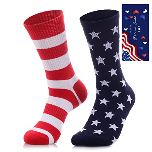 ZXGXLAW American USA Flag Socks Funny Men Women 4th July Middle Star And Stripe Patriotic Freedom Day Gifts