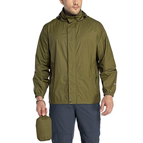33,000ft Packable Rain Jacket Men's Lightweight Waterproof Rain Shell Jacket Raincoat with Hood for Golf Cycling Windbreaker