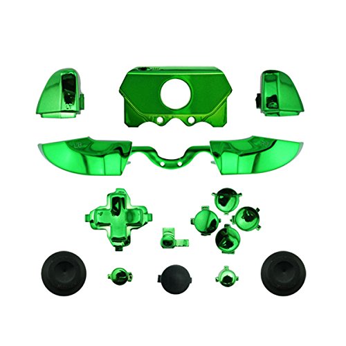 WPS Chrome ABXY Dpad Triggers Full Buttons Set Mod Kits for 1697 1698 Xbox One/Elite Controller (3.5mm Port) with Screwdriver (Torx T6 T8) Set (Chrome Green)