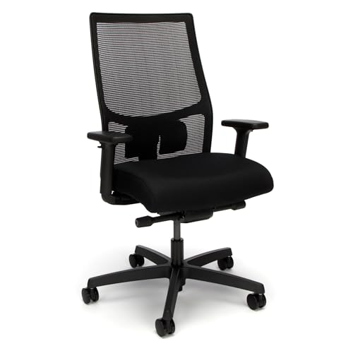 HON Ignition 2.0 Ergonomic Mesh/Fabric Mid-Back Task Chair, Black