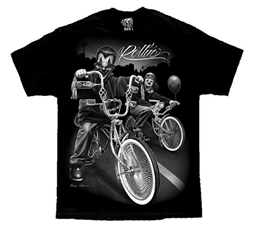 Cruising Lowrider Bike IT Clown Joker Cholo Gangster David Gonzales DGA T Shirt X-Large Black